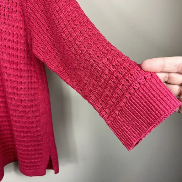 Talbots Open Weave Pink Tunic Sweater XL Cotton‎ Cruise Vacation Layer - Picture 5 of 9